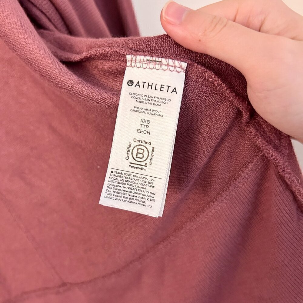 Athleta Pranayama Restore Wrap Cardigan in Victorian Berry Size XXS LIKE NEW - Picture 7 of 9